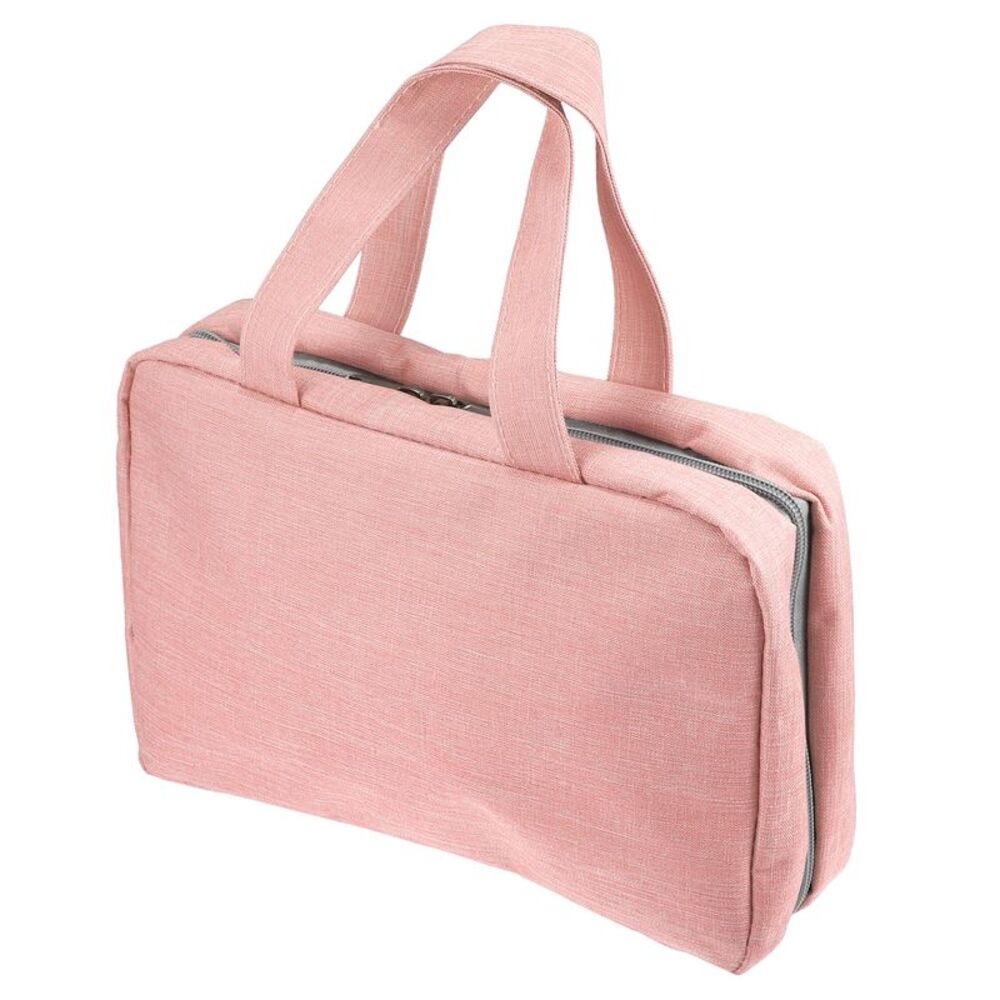 1pc Polyester Waterproof Travel Makeup Organizer Toiletry Bag Pink